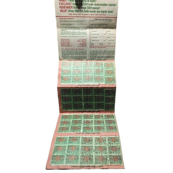 Vtg S&H Green Stamps Quick Saver Books 2 Full 10's & 50's Saver Folders Yellow - Picture 3 of 10